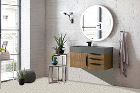 36" Mercer Island Single Sink Bathroom Vanity, Latte Oak w/ Matte Black