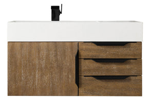 36" Mercer Island Single Sink Bathroom Vanity, Latte Oak w/ Matte Black