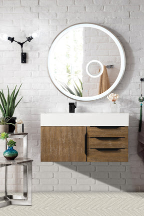 36" Mercer Island Single Sink Bathroom Vanity, Latte Oak w/ Matte Black
