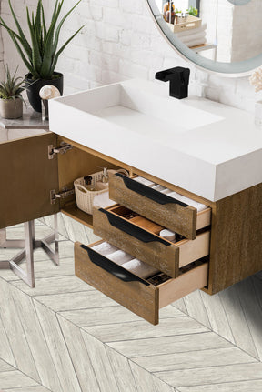 36" Mercer Island Single Sink Bathroom Vanity, Latte Oak w/ Matte Black