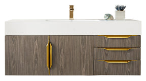 48" Mercer Island Single Sink Bathroom Vanity, Ash Gray w/ Radiant Gold