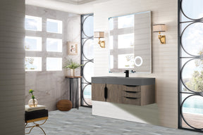 48" Mercer Island Single Sink Bathroom Vanity, Ash Gray w/ Matte Black