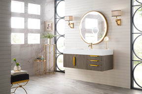 48" Mercer Island Single Sink Bathroom Vanity, Ash Gray w/ Radiant Gold