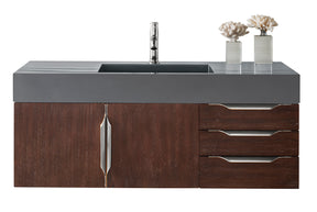 48" Mercer Island Single Sink Bathroom Vanity, Coffee Oak w/ Brushed Nickel