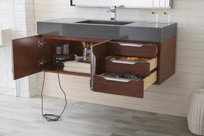 48" Mercer Island Single Sink Bathroom Vanity, Coffee Oak w/ Brushed Nickel