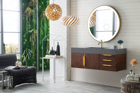 48" Mercer Island Single Sink Bathroom Vanity, Coffee Oak w/ Radiant Gold