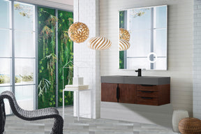 48" Mercer Island Single Sink Bathroom Vanity, Coffee Oak w/ Matte Black