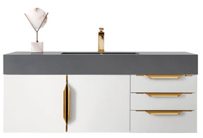 48" Mercer Island Single Sink Bathroom Vanity, Glossy White w/ Radiant Gold