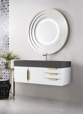 48" Mercer Island Single Sink Bathroom Vanity, Glossy White w/ Radiant Gold