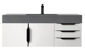 48" Mercer Island Single Sink Bathroom Vanity, Glossy White w/ Matte Black