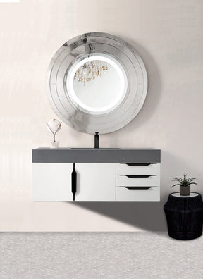 48" Mercer Island Single Sink Bathroom Vanity, Glossy White w/ Matte Black