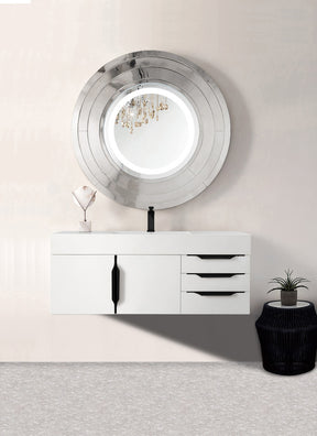 48" Mercer Island Single Sink Bathroom Vanity, Glossy White w/ Matte Black