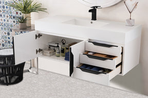 48" Mercer Island Single Sink Bathroom Vanity, Glossy White w/ Matte Black