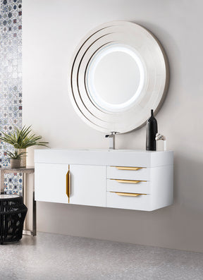 48" Mercer Island Single Sink Bathroom Vanity, Glossy White w/ Radiant Gold