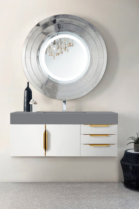 48" Mercer Island Single Sink Bathroom Vanity, Glossy White w/ Radiant Gold