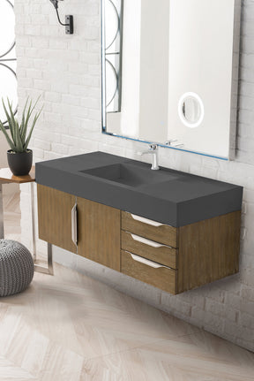 48" Mercer Island Single Sink Bathroom Vanity, Latte Oak w/ Brushed Nickel