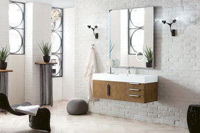 48" Mercer Island Single Sink Bathroom Vanity, Latte Oak w/ Brushed Nickel