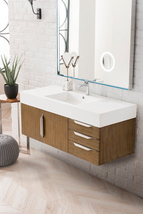 48" Mercer Island Single Sink Bathroom Vanity, Latte Oak w/ Brushed Nickel