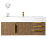 48" Mercer Island Single Sink Bathroom Vanity, Latte Oak w/ Radiant Gold