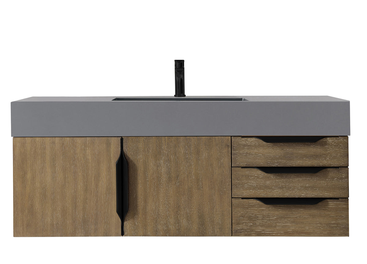 48" Mercer Island Single Sink Bathroom Vanity, Latte Oak w/ Matte Black