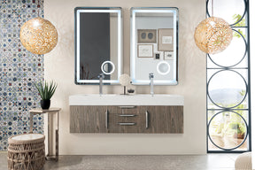 59" Mercer Island Double Sink Bathroom Vanity, Ash Gray w/ Brushed Nickel