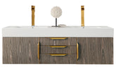 59" Mercer Island Double Sink Bathroom Vanity, Ash Gray w/ Radiant Gold