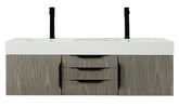 59" Mercer Island Double Sink Bathroom Vanity, Ash Gray w/ Matte Black