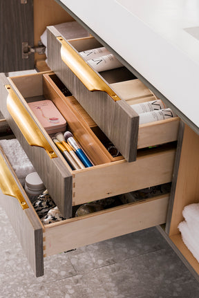 59" Mercer Island Double Sink Bathroom Vanity, Ash Gray w/ Radiant Gold