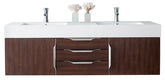 59" Mercer Island Double Sink Bathroom Vanity, Coffee Oak w/ Brushed Nickel