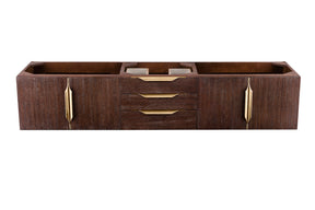 72" Mercer Island Single Sink Bathroom Vanity, Coffee Oak w/ Radiant Gold