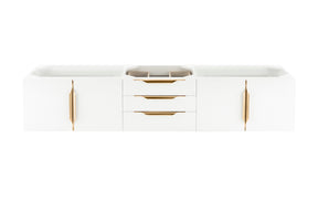 72" Mercer Island Single Sink Bathroom Vanity, Glossy White w/ Radiant Gold