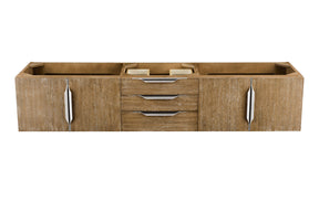 72" Mercer Island Double Sink Bathroom Vanity, Latte Oak w/ Brushed Nickel