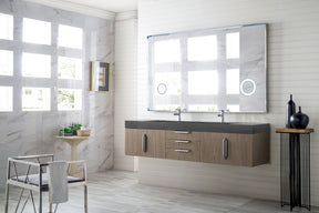 72" Mercer Island Double Sink Bathroom Vanity, Ash Gray w/ Brushed Nickel