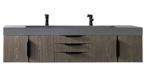 72" Mercer Island Double Sink Bathroom Vanity, Ash Gray w/ Matte Black