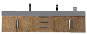 72" Mercer Island Double Sink Bathroom Vanity, Latte Oak w/ Brushed Nickel