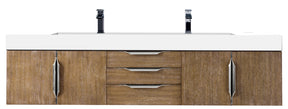 72" Mercer Island Double Sink Bathroom Vanity, Latte Oak w/ Brushed Nickel