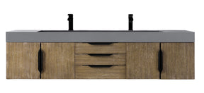 72" Mercer Island Double Sink Bathroom Vanity, Latte Oak w/ Matte Black