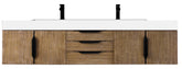 72" Mercer Island Double Sink Bathroom Vanity, Latte Oak w/ Matte Black