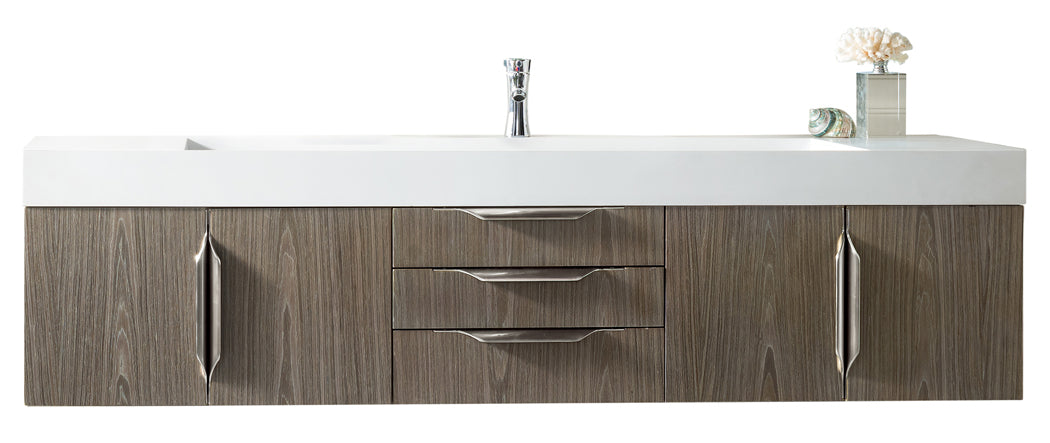 72" Mercer Island Single Sink Bathroom Vanity, Ash Gray w/ Brushed Nickel