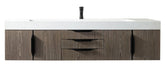 72" Mercer Island Single Sink Bathroom Vanity, Ash Gray w/ Matte Black