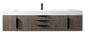 72" Mercer Island Single Sink Bathroom Vanity, Ash Gray w/ Matte Black