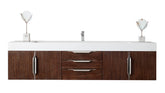 72" Mercer Island Single Sink Bathroom Vanity, Coffee Oak w/ Brushed Nickel