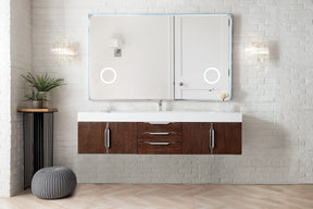 72" Mercer Island Single Sink Bathroom Vanity, Coffee Oak w/ Brushed Nickel