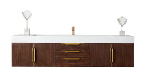 72" Mercer Island Single Sink Bathroom Vanity, Coffee Oak w/ Radiant Gold