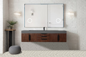 72" Mercer Island Single Sink Bathroom Vanity, Coffee Oak w/ Matte Black