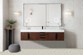 72" Mercer Island Single Sink Bathroom Vanity, Coffee Oak w/ Matte Black