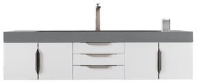 72" Mercer Island Single Sink Bathroom Vanity, Glossy White w/ Brushed Nickel