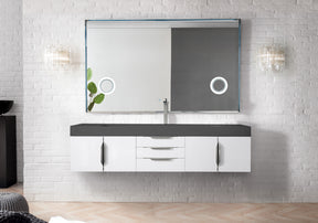 72" Mercer Island Single Sink Bathroom Vanity, Glossy White w/ Brushed Nickel