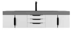 72" Mercer Island Single Sink Bathroom Vanity, Glossy White w/ Matte Black