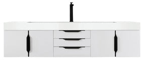 72" Mercer Island Single Sink Bathroom Vanity, Glossy White w/ Matte Black